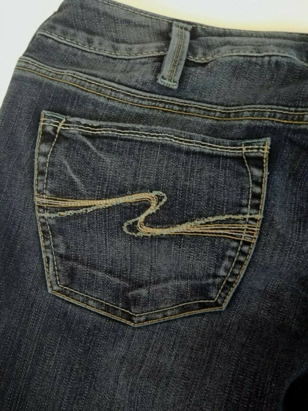 Silver Aiko Embroidered Distressed Whiskered Dark Wash Jeans Size 31/31 - Picture 7 of 10